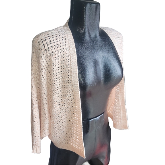 Ellie Light Peach Dolman Sleeve Open Front Cardigan M - Picture 2 of 7